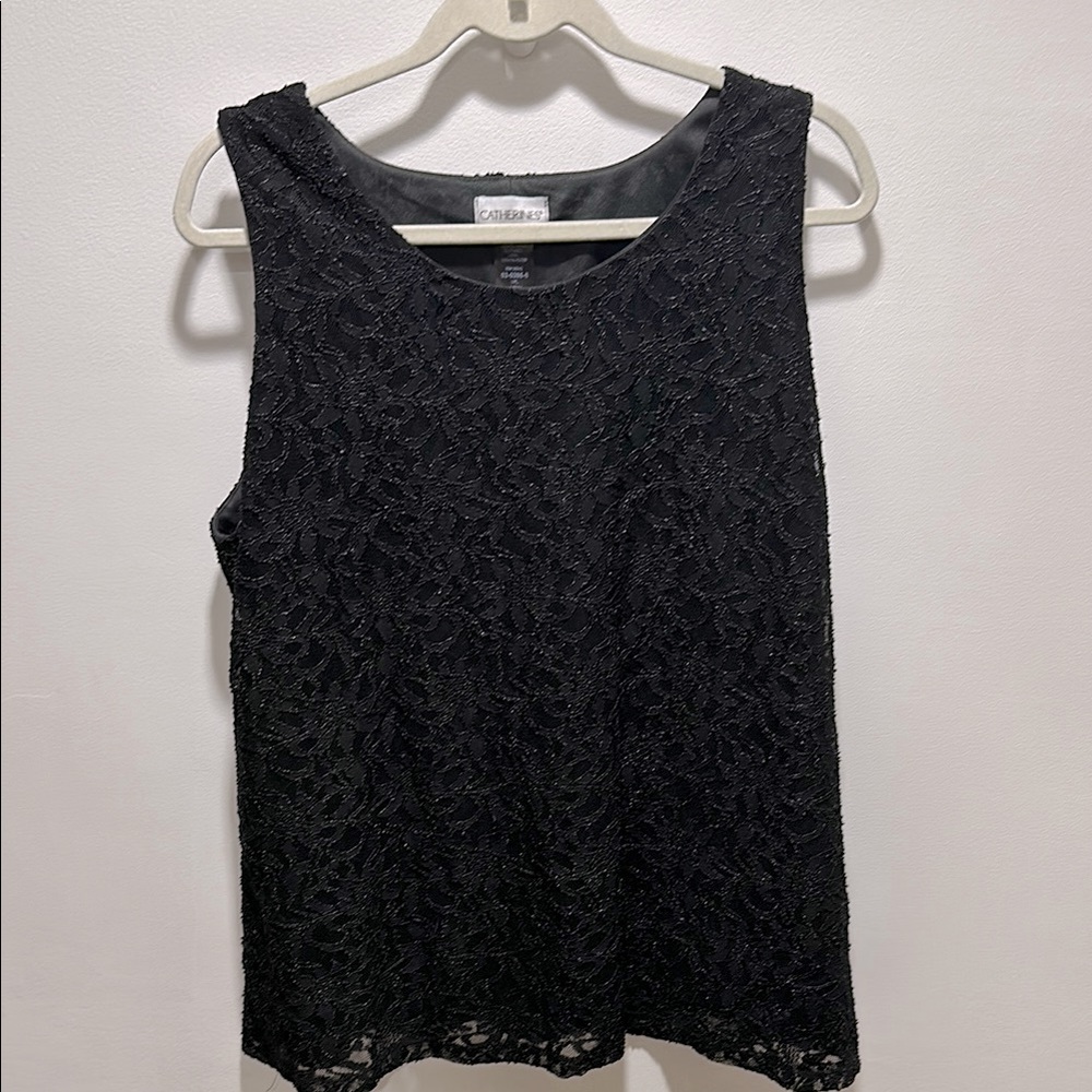 Catherine’s Plus Size 18W Black Lace Blouse Sleeveless‎